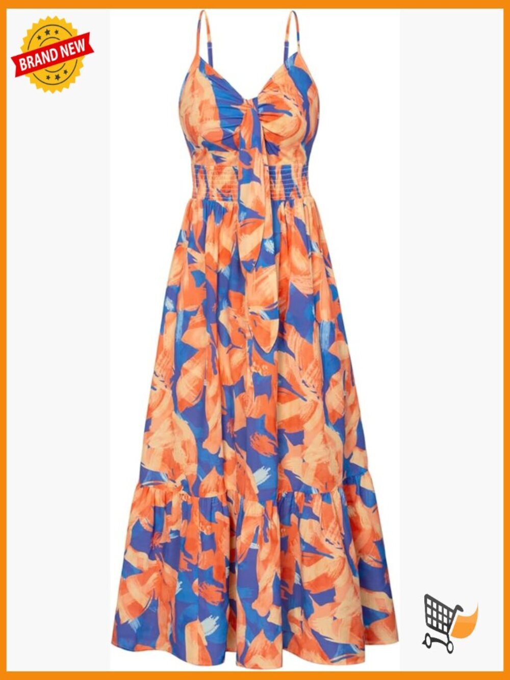 Women's Flowy Boho Maxi Dress with Pockets Summer Beach Vacation Spaghetti Strap